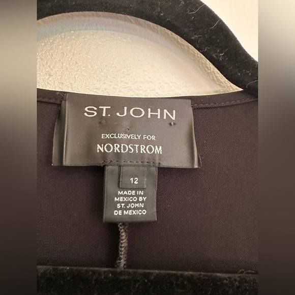 St John Acetate Faux Wrap Long Sleeve Dress in Caviar Black sz 12 - Picture 3 of 5